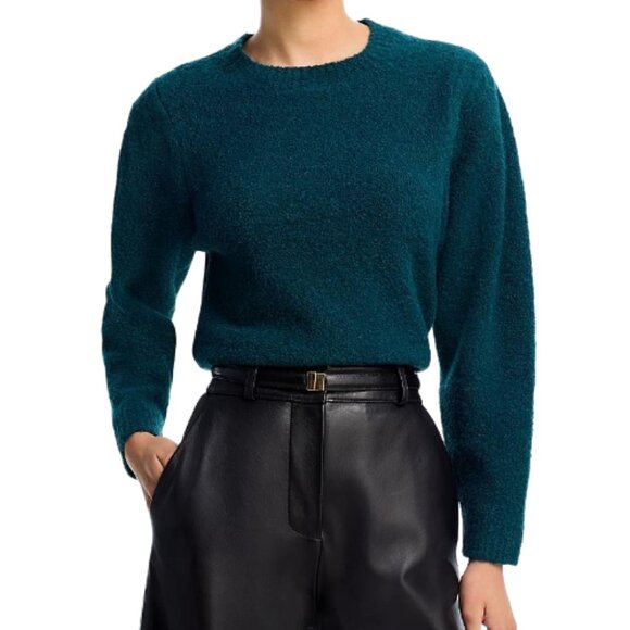 NWT AQUA Crewneck Sweater Deep Teal “Cyprus” M Textured Knit Pullover - Picture 2 of 7